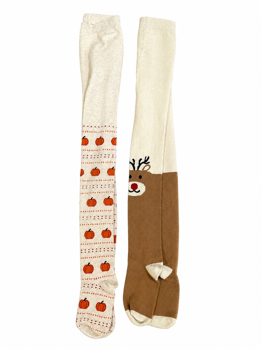 Gymboree set of holiday tights- pumpkins and reindeer/Rudolph size 6/8